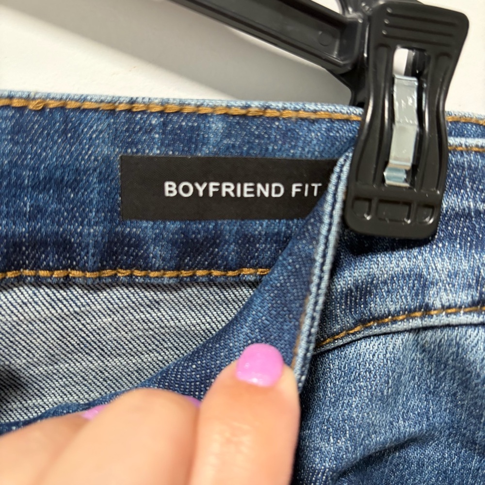 Judy Blue Boyfriend Fit‎ Jeans size 13 Waist 31 Distressed Waffle Thermal Patch - Picture 5 of 13